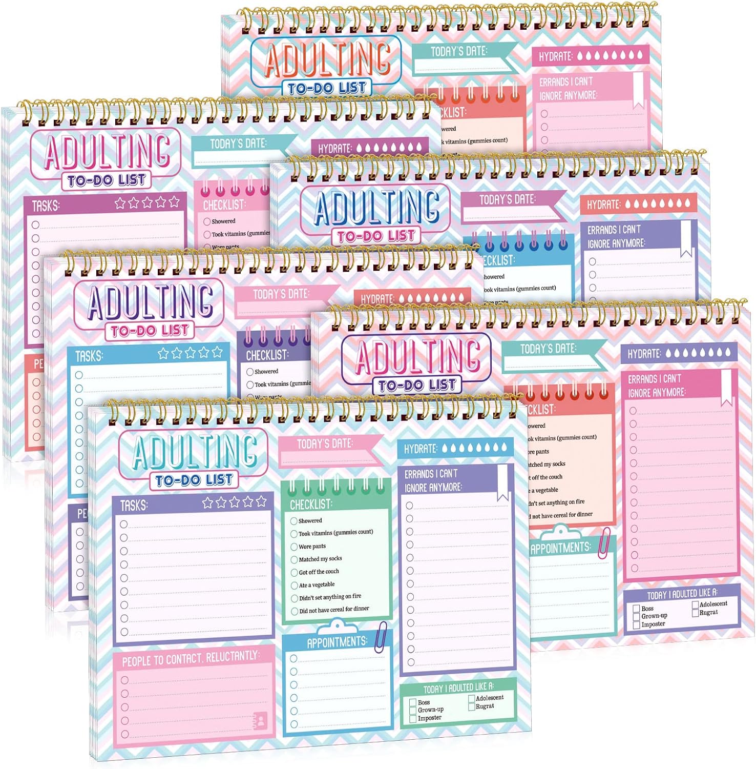Glenmal 6 Pack to Do List Notepad Undated to Do List Notebook Daily Planner Notepad 180 Sheets for Adult Student Office School Home Supplies 7.8 x 5.2 Inch(Adorable,Adorable Color) - Image 1 of 7