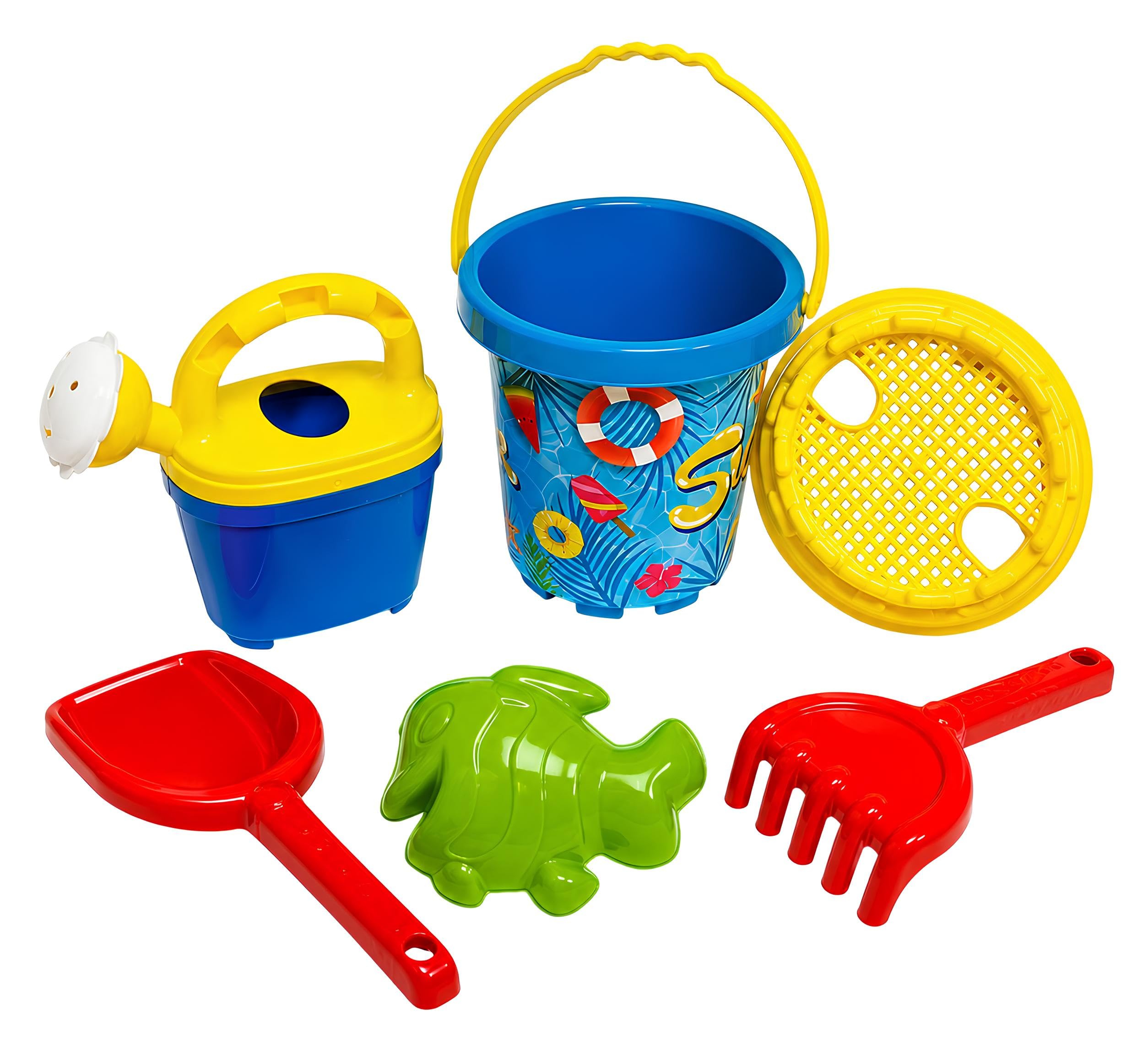 Secchiello e Paletta Bambini Secchiello Spiaggia con Paletta Rastrello Innaffiatoio Formina Setaccio Set Mare Giochi Spiaggia Giochi Sabbia Gioco Mare Giocattoli Sabbbiera per Bambini Multicolore (a)