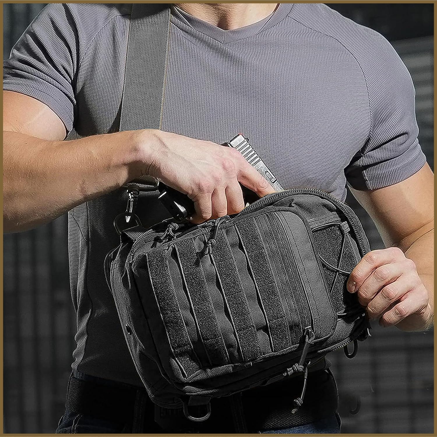 Taeku Tactical Sling Bag, Waterproof Military Crossbody Pack Chest Bag for Men Outdoor EDC Shoulder Backpack Sports Bag - Image 8