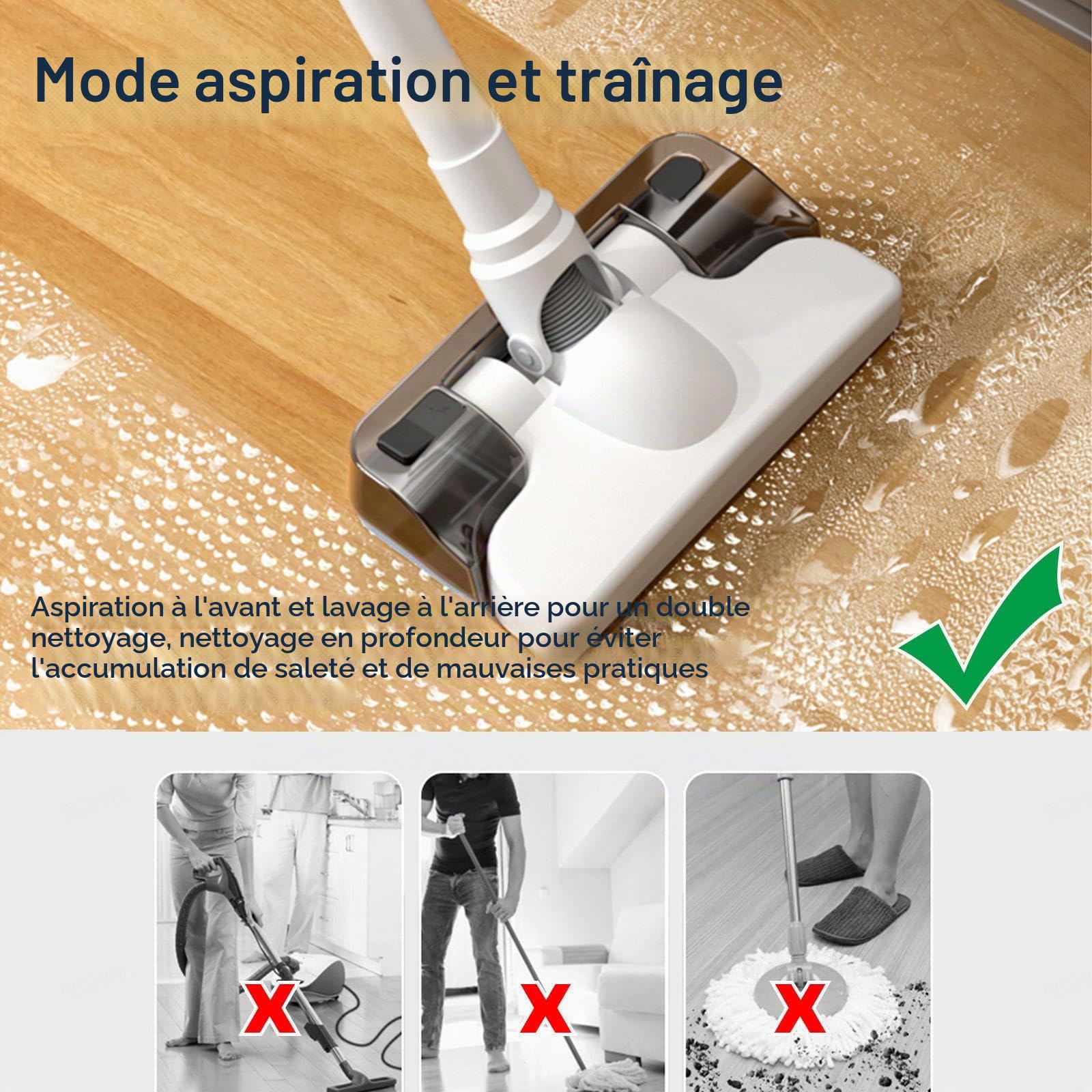 Balai Vapeur Sans Fil 5 en 1 Compact - Léger, 35Min Autonomie, Aspirateur Laveur Vapeur Pour Voiture, Maison, Bureaux, Poils D'animaux