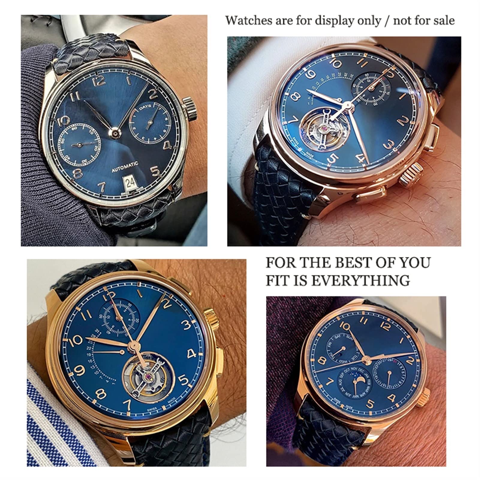 SERDAS Cinturino in pelle di cuoio vera in tessuto da 21mm 22mm in tessuto in tessuto cinturino da vacchetta per IWC. Portogieser IW394005 IW3777. Watchband soft blu.