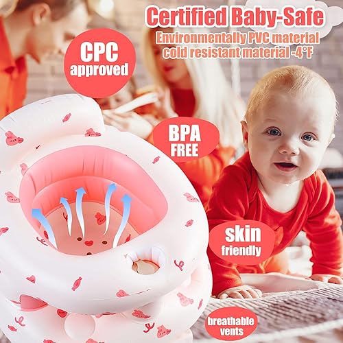 Miniatura 4 de Asiento de bebé inflable mejorado para bebés de 3 a 36 meses, silla inflable para bebé, asiento de piso para bebé, asiento de bebé con soporte de