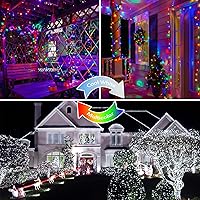 Vista 5 de Tira de luces de Navidad de 200 luces LED que cambian de color de 75.8 pies con control remoto, temporizador y función de memoria, 9 modos