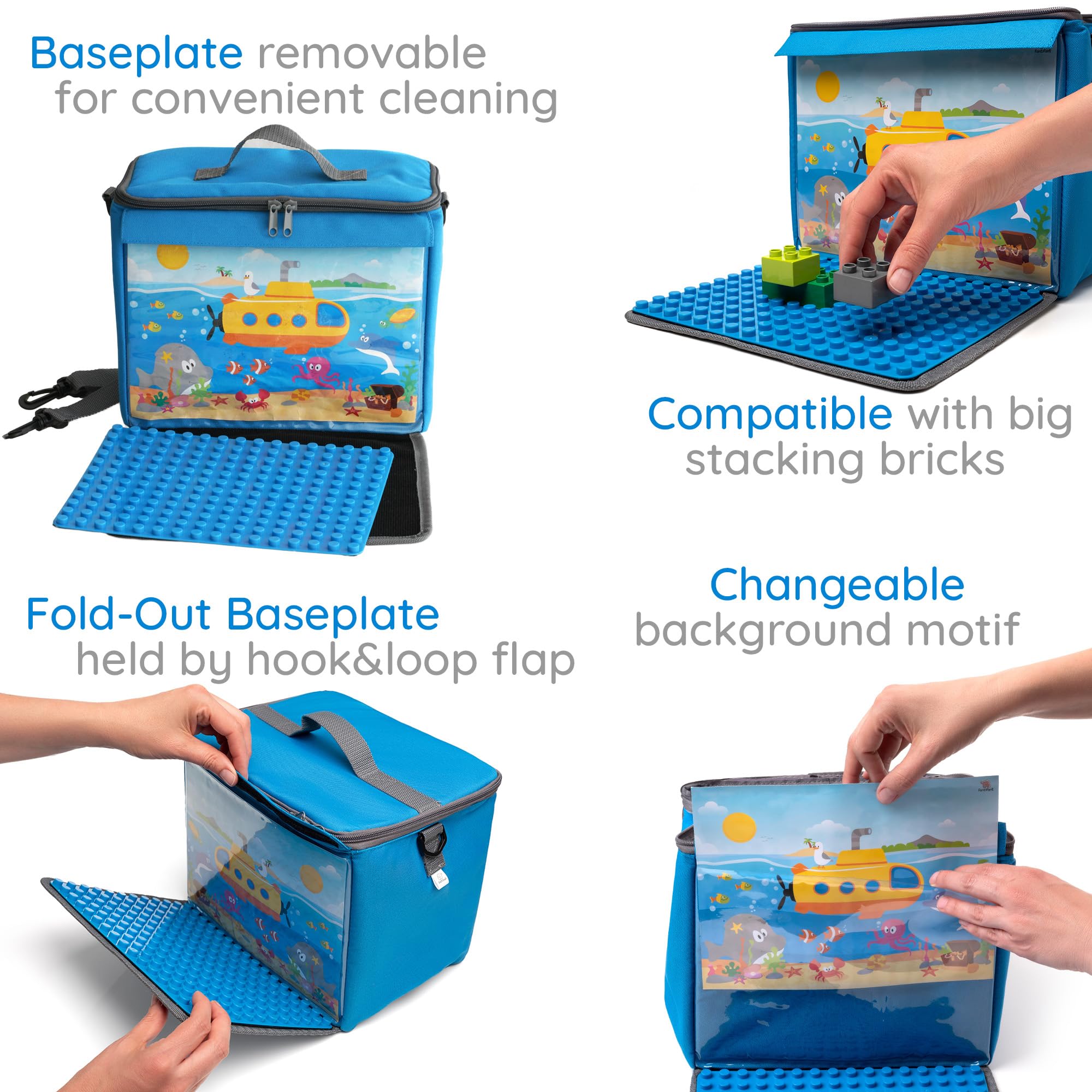 fantifant Toybrick Bag L Seablue Backpack, Ocean Blue - Image 2