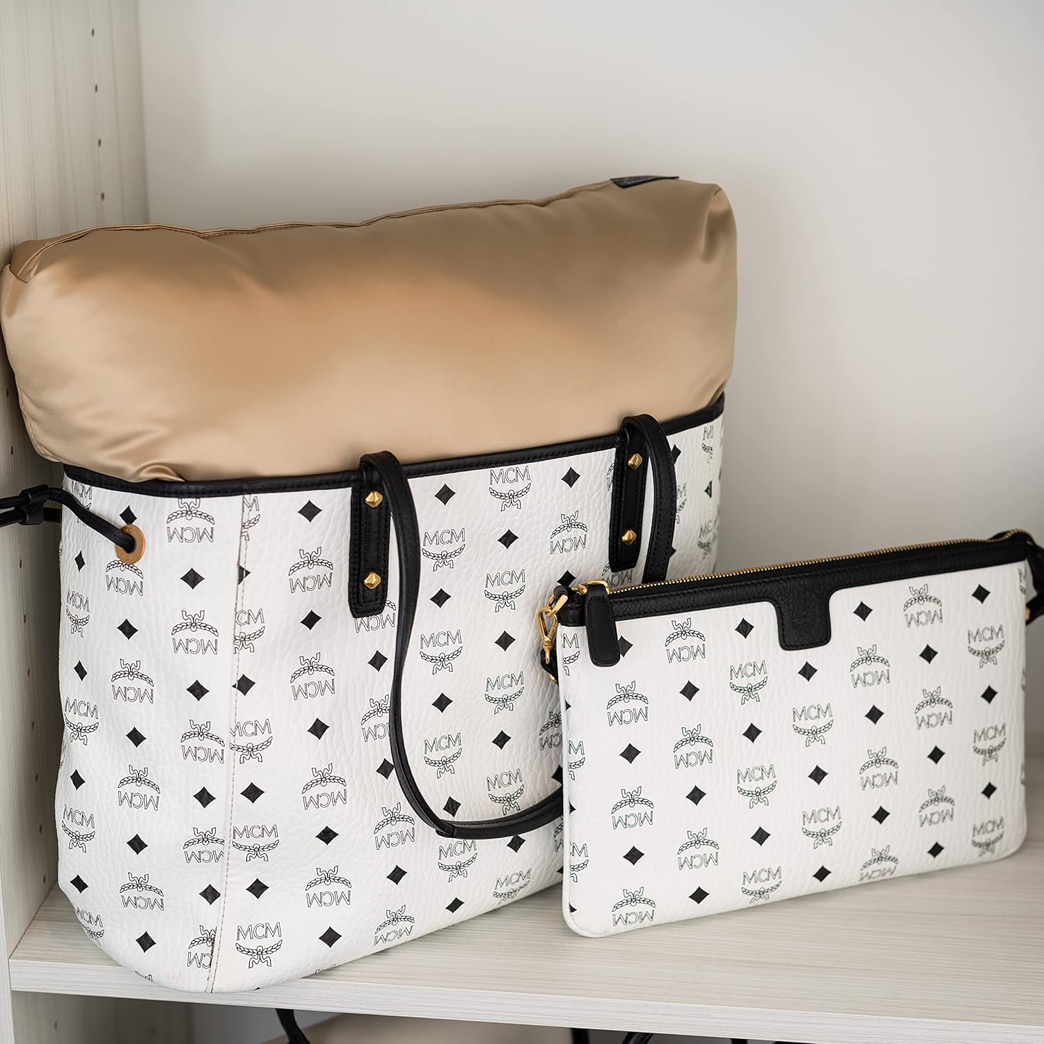 Purse Insert Pillows Set - Custom Cushioned Handbag Fillers Set of Shaper Inserts Made to Maintain Small to Large Purses - Prevents Creases and Damage (Cream, S-L, 4PC Set) - Image 4