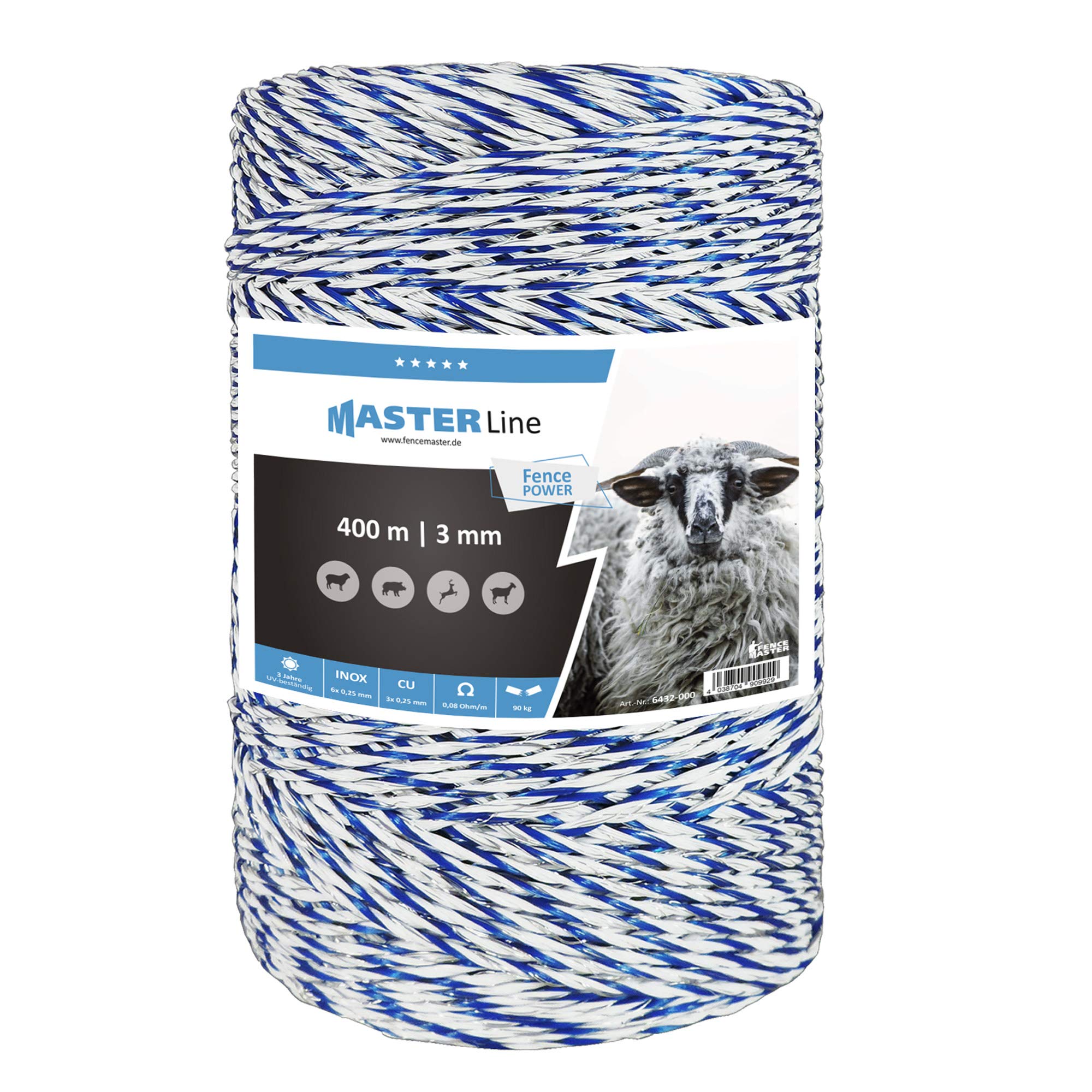 'Filo Conduttore tondo per recinto "Fence Power 400 m – Pizzo qualità * MADE IN GERMANY * Resistenza: 0,08 Ohm/m