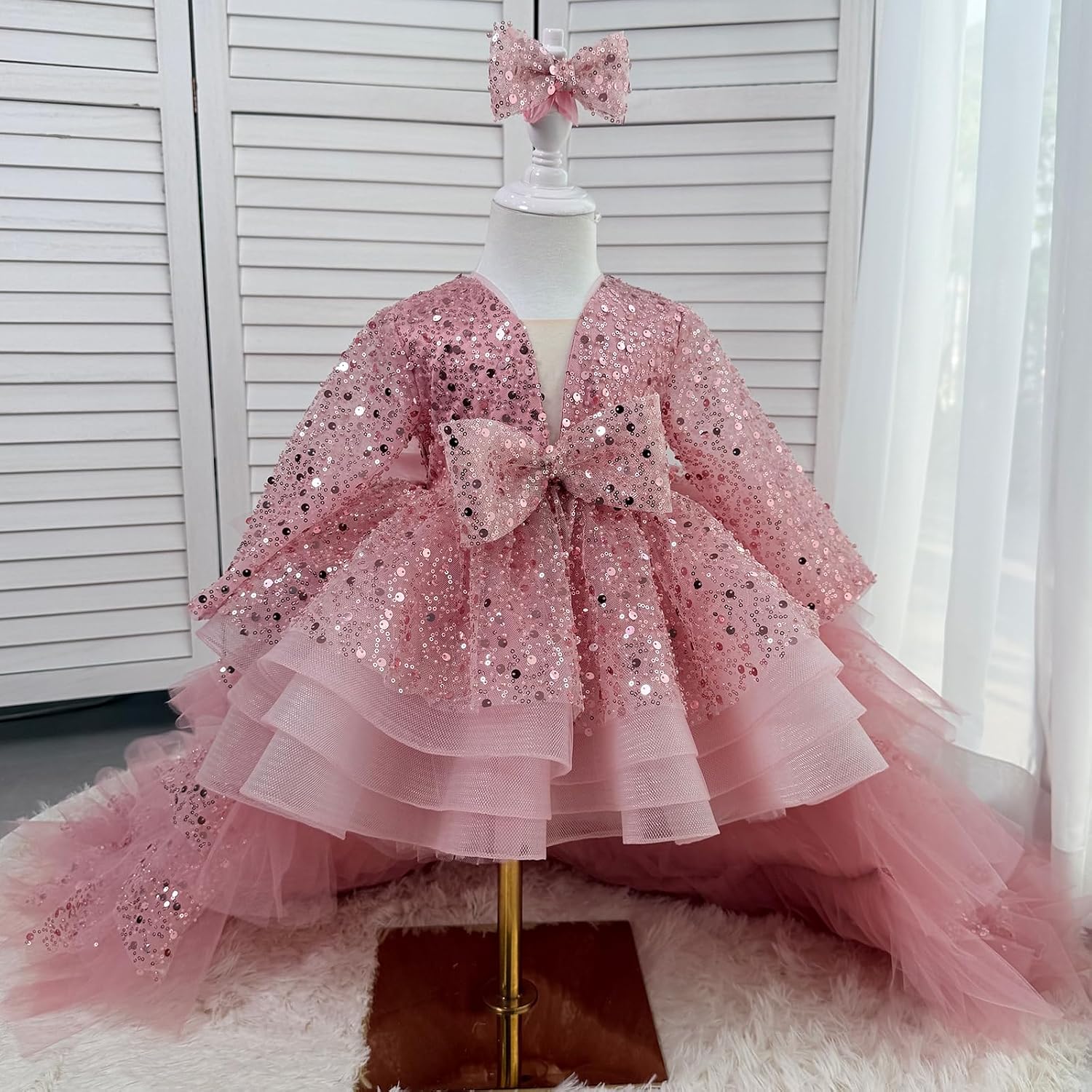 Girls' Dresses Flying Sleeve Puffy Princess Dresses Flower Girl Wedding Birthday Party Dresses