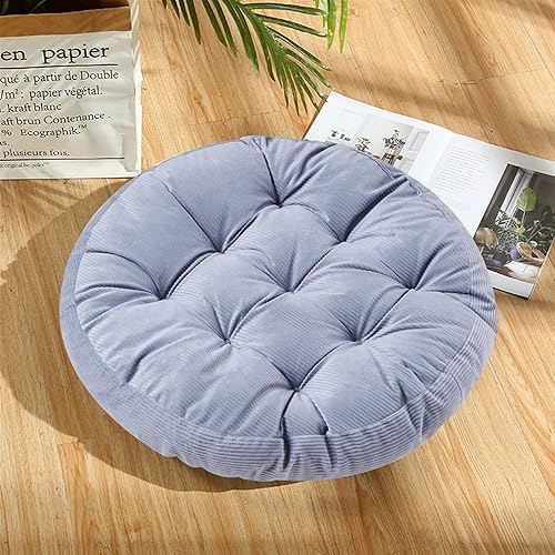 Miniatura 4 de Big Hippo Cojín de suelo redondo de 22 pulgadas, cojín de meditación grueso para yoga, sala de estar, sofá, balcón, interior y exterior (gris)