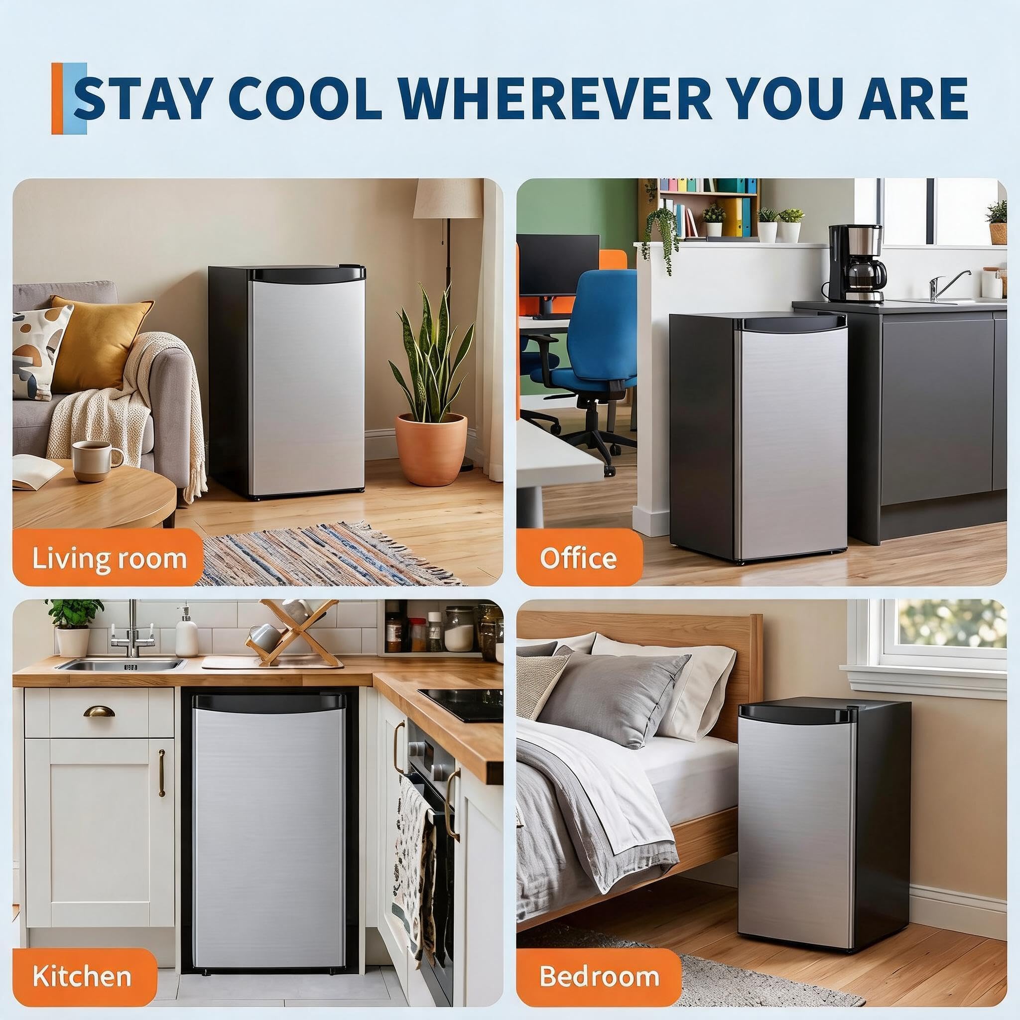 Mini Kühlschrank 45L Leiser Energiesparend 5-Stufige Kühlung