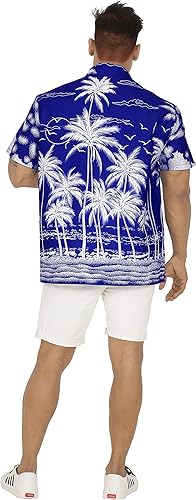 Miniatura 3 de LA LEELA Camisa hawaiana con botones y manga corta para hombre, diseño de calavera caribeña pirata