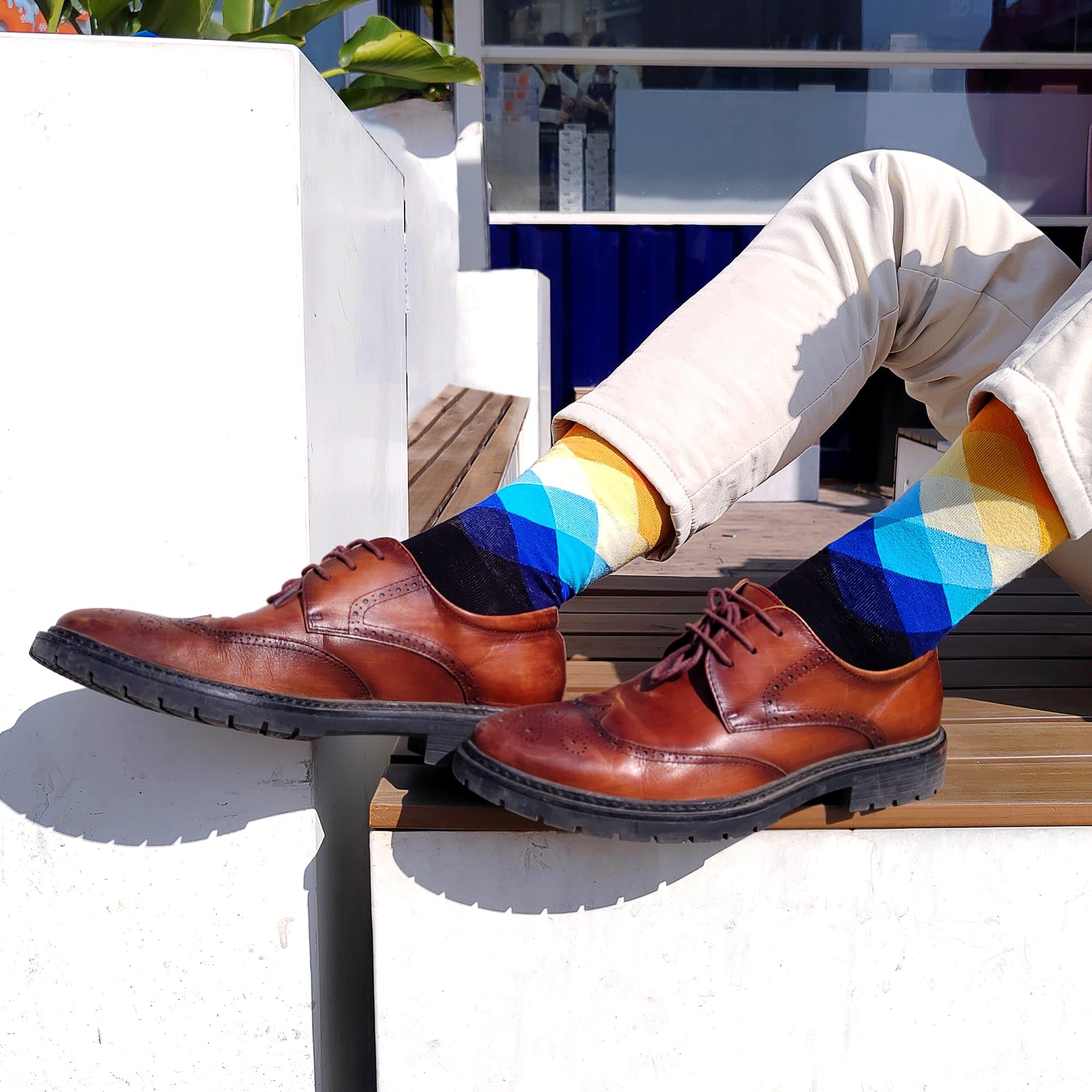 Calcetines de vestir para hombre, diseño de rombos, color negro, divertidos, coloridos, novedosos, calcetines de algodón con patrón loco, paquetes a granel, talla 8-12