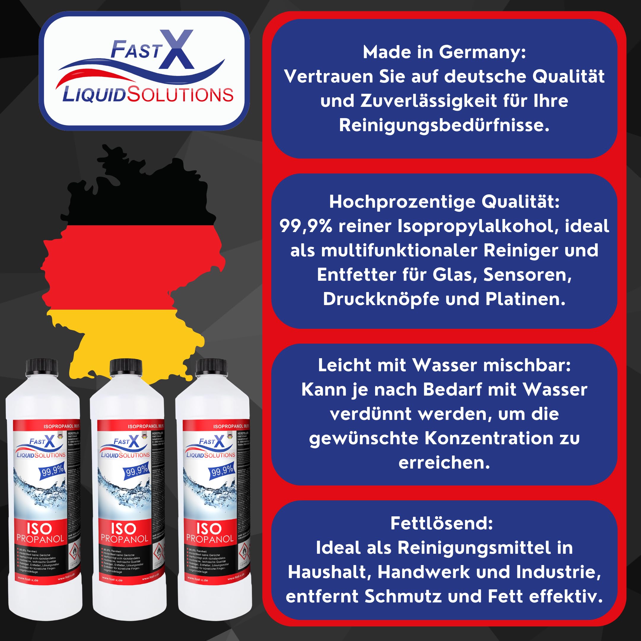Isopropanol 99,9% Reiniger – 30x1 Liter | Hochprozentiger IPA Reinigungsalkohol für Haushalt & Elektronik | Made in Germany (30x1 Liter)