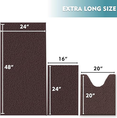 Miniatura 176 de Juego de 3 alfombras de baño extrasuaves y absorbentes, alfombras de baño de felpilla, alfombra de felpa antideslizante, juego de baño con alfombras