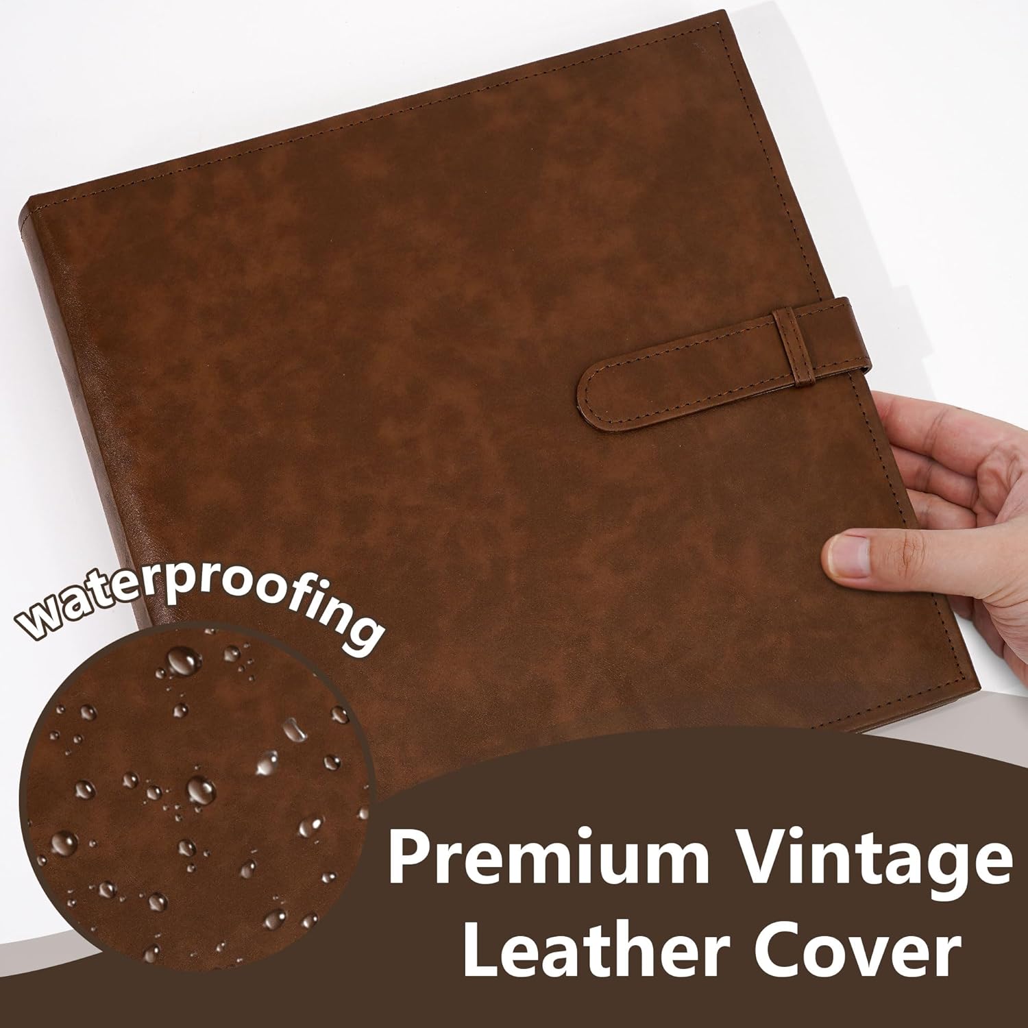 Vienrose Scrapbook Photo Album with Writing Space 12" x 12", Premium DIY Scrapbooking Albums with 60 Pages, Large Photos Book Faux Leather Cover for Wedding Family Baby Travel Graduation, Dark Brown - Image 5