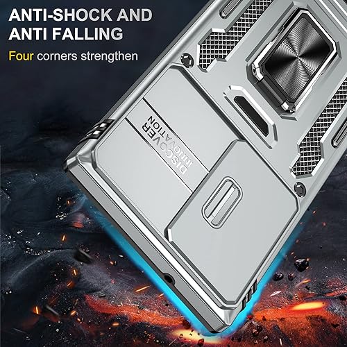 Miniatura 7 de Funda compatible con Samsung S23 Ultra con soporte y cubierta para cámara, 2 formas de soporte Soporte magnético de montaje en automóvil con anillo