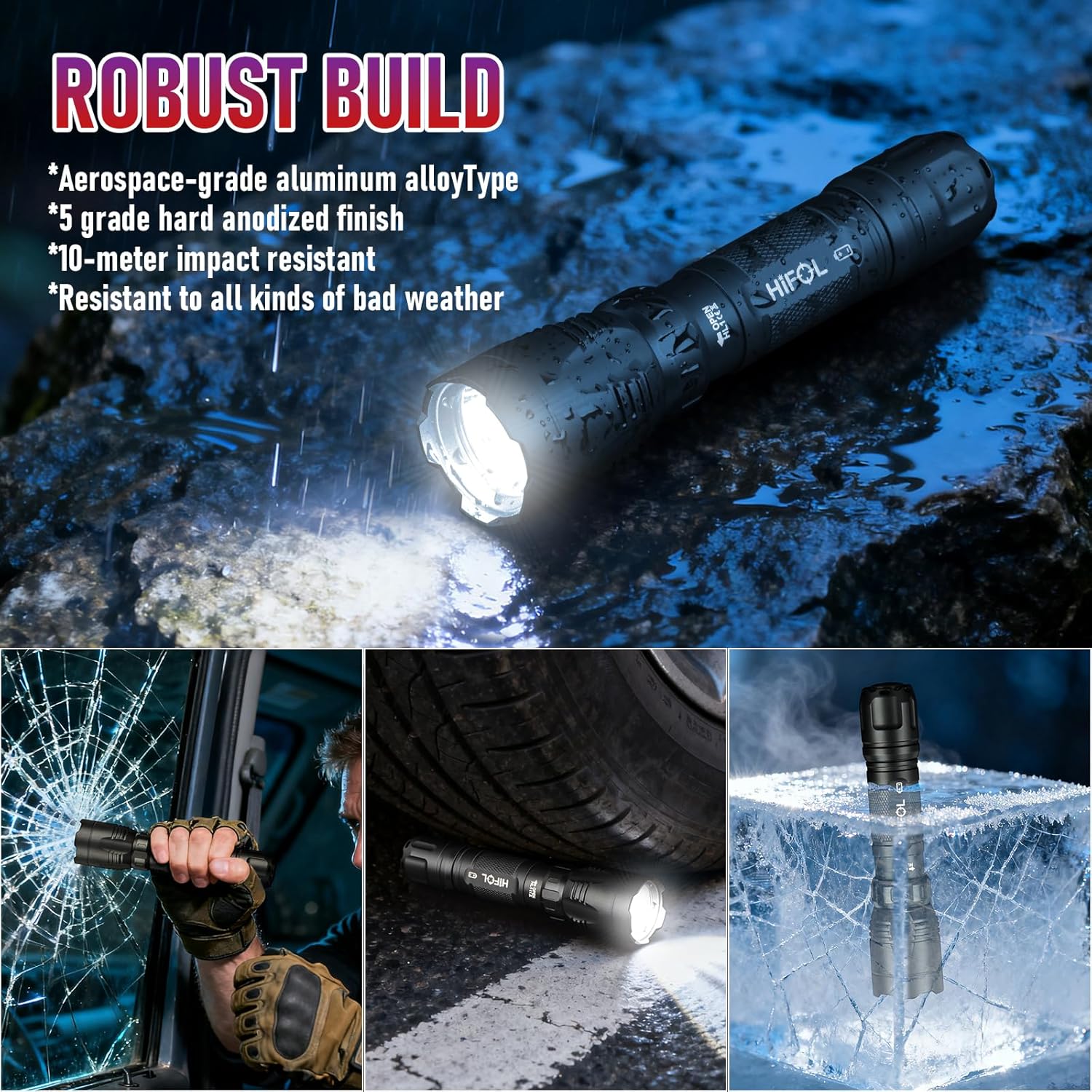 Tactical Flashlights 2000 Lumens, Police Flashlight with Rotatable Holster for Duty Belt, Handheld Flashlights for Camping/Law Enforcement HL1