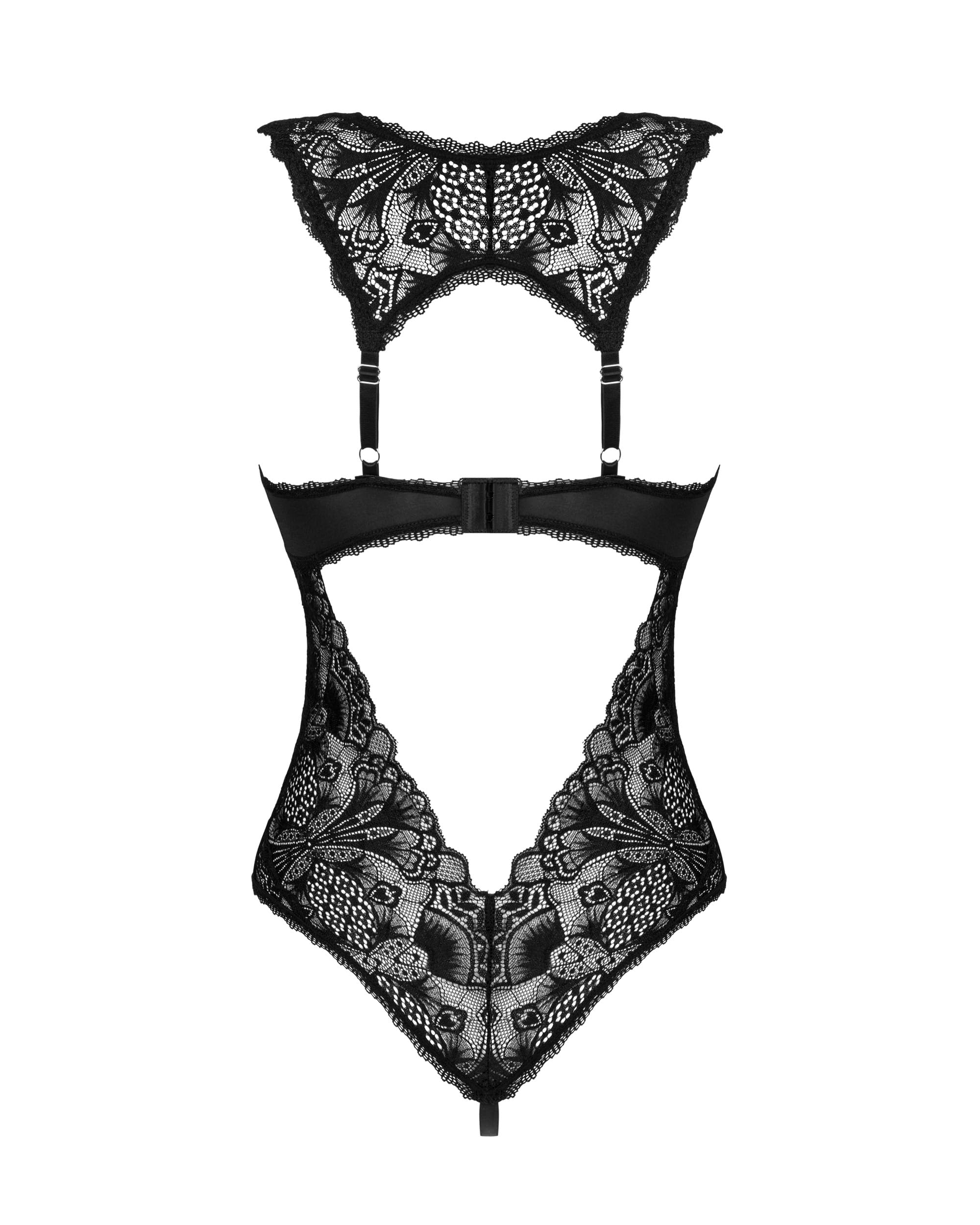 Selente Love & Fun, Seducente Set di Lingerie da Donna Composto da Body/Aperto e Benda per Gli Occhi in Satin, Prodotto nell'UE