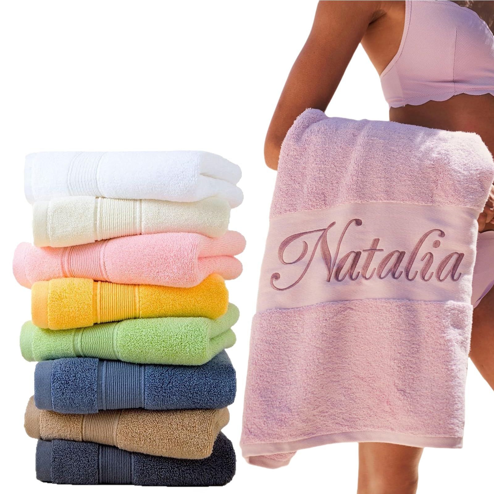 MINXLTD 3pcs Custom Personalized Embroidered Bath Towels, Hand Towels With Custom Name, Cotton Towels For Weddings, Birthdays, Bathroom Decor