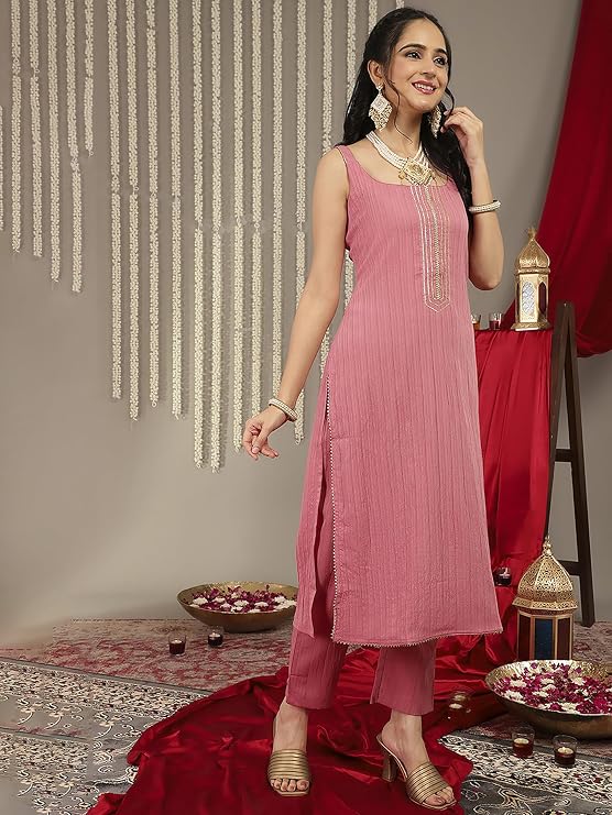 Sleeveless kurta set for women with dupatta partywear dress traditional kurti palazzo pant