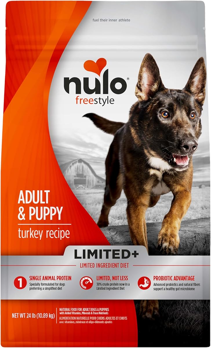 Nulo FreeStyle Limited Ingredient Dry Dog Food - High Protein Turkey Recipe, Natural Grain Free Dog Food for Puppies & Adults, Small, Medium and Large Breed Kibble, 24lb Bag