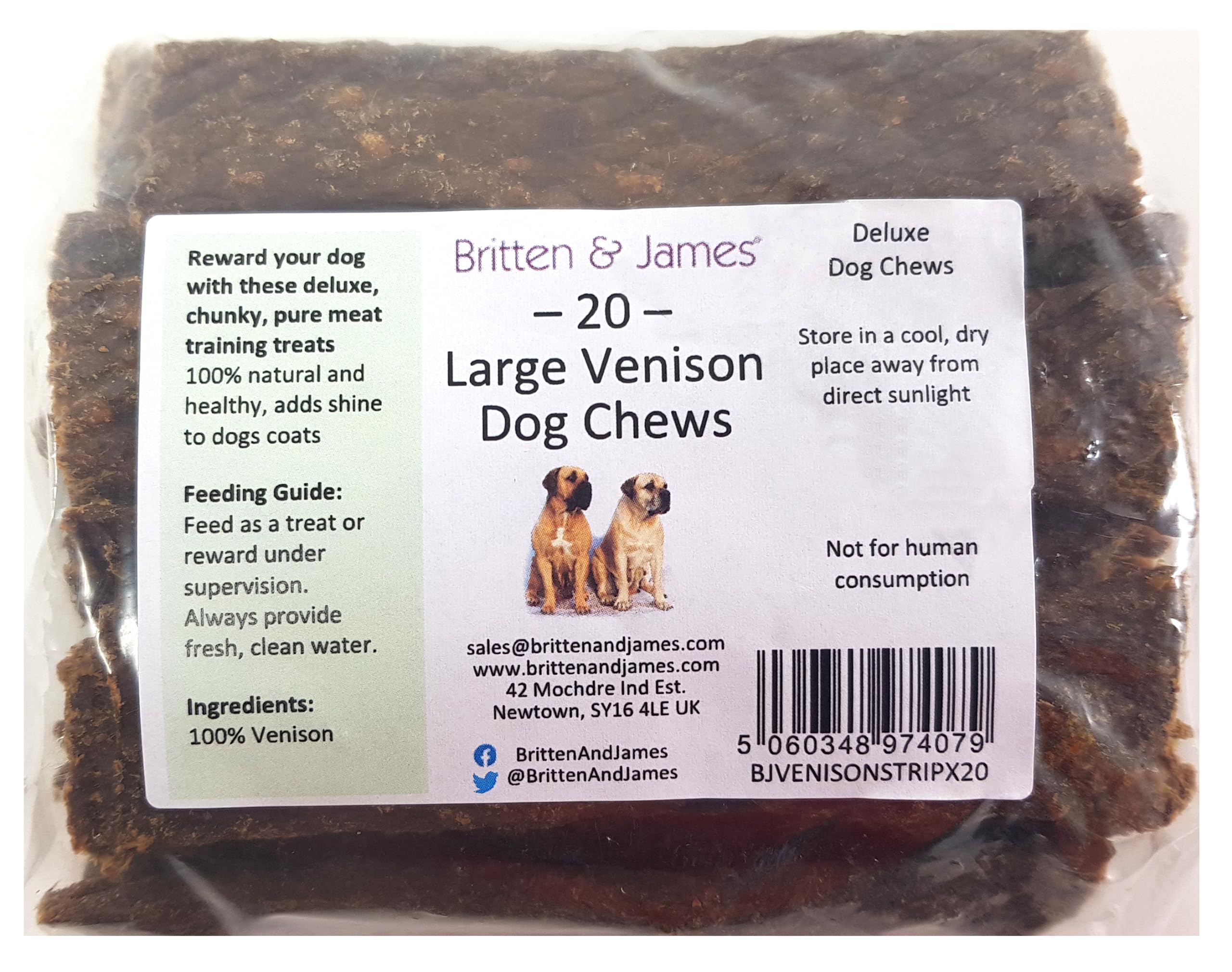 20 Venison Deluxe Dog A Healthy and Nutritious Training Treat for  your Dog or Puppy 100% Natural and Grain Free Premium Grade Quality