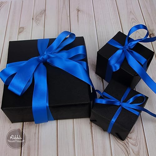 Miniatura 6 de Ribbli 3 rollos de cinta de satén sólido de doble cara azul real, total 30 yardas, (14 pulgadas x 10 yardas, 58 pulgadas x 10 yardas, 1 pulgada x 10