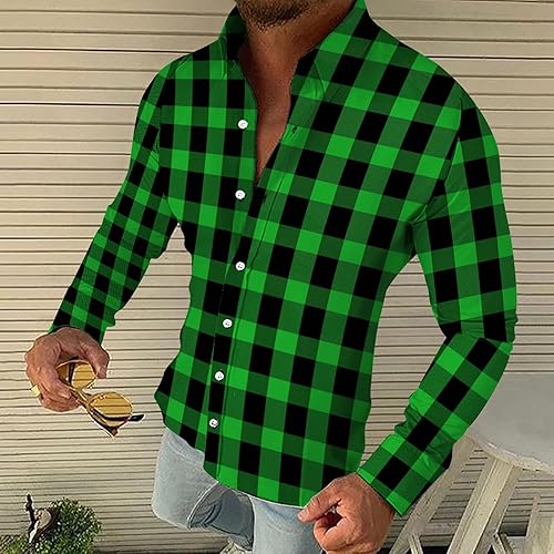 Miniatura 2 de Vestido formal suelto casual para hombre, blusas guapas de franela con estampado de manga larga, camisa de moda con solapa y botones
