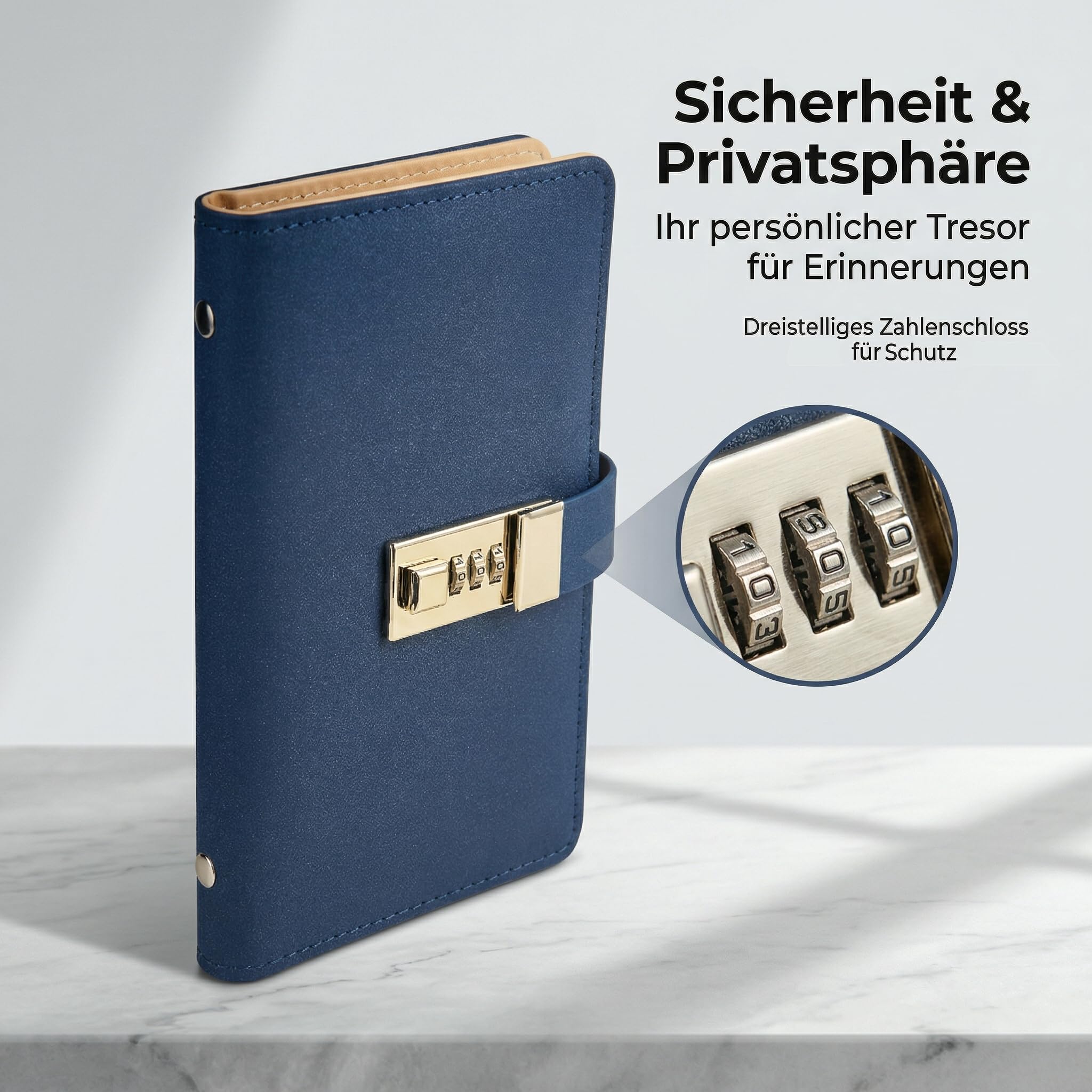 Classeur Budget A6 avec Serrure à Code, Pochette PVC 100, Planner Français, Petit Carnet en Pu Cuir, Password Pochette Monnaie Organisateur Bleu