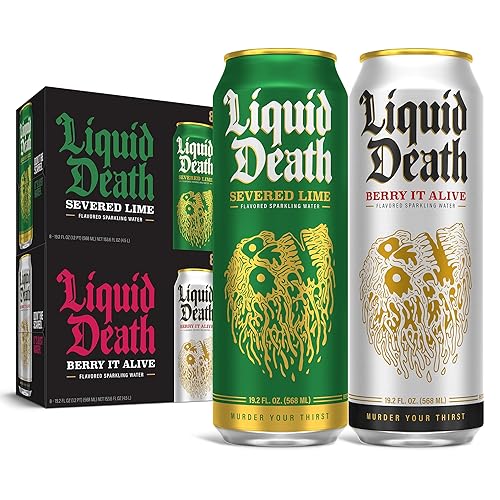 Liquid Death Paquete mixto de lima y bayas (latas de 16 x 19.2 onzas)
