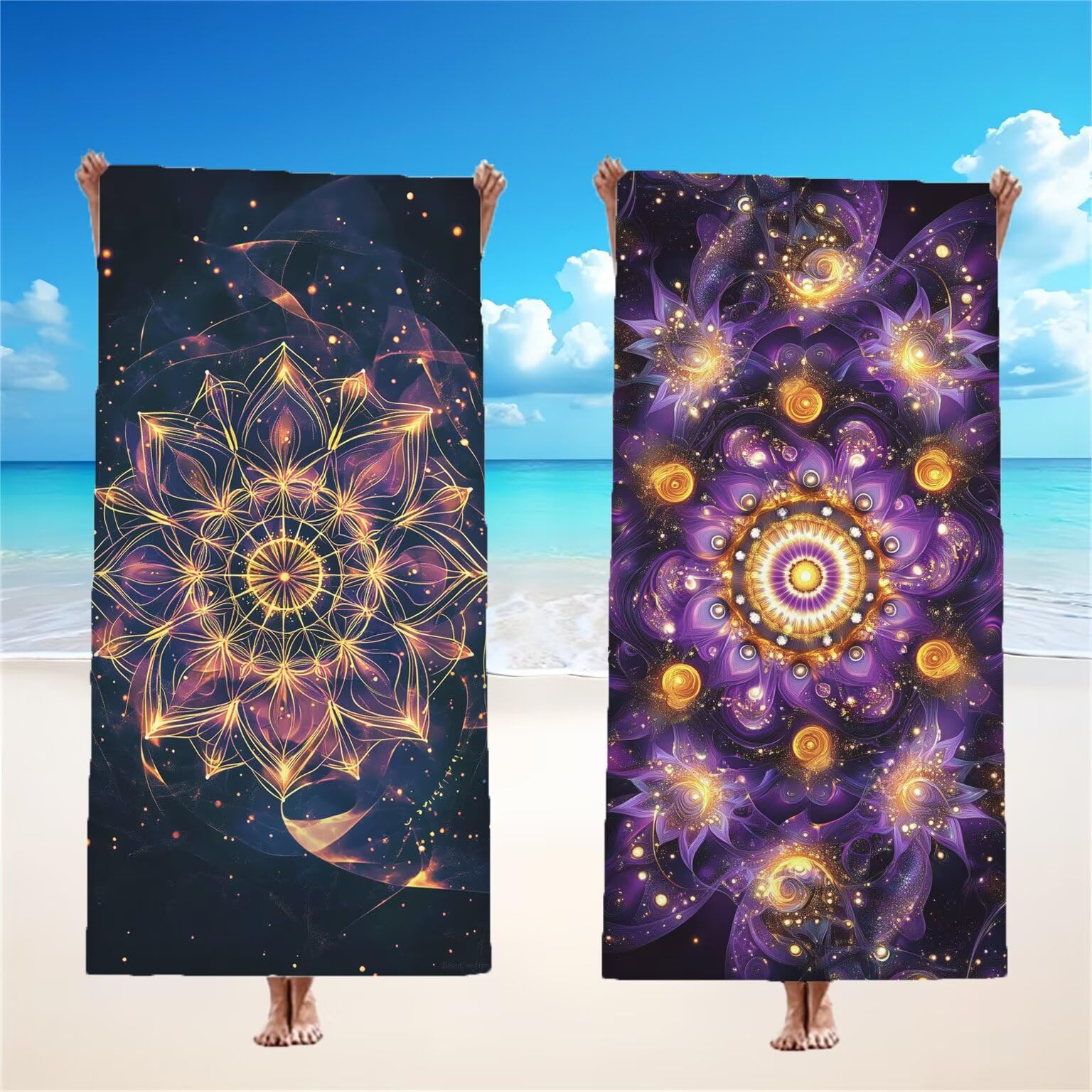 Dream Ręcznik plażowy dla dorosłych, ręcznik z mikrofibry 100 x 200 cm, duży, 2 sztuki, ręczniki kąpielowe, unikalne, chłonne, szybkoschnące, odporne na piasek, lekka konstrukcja, do pływania, jogi