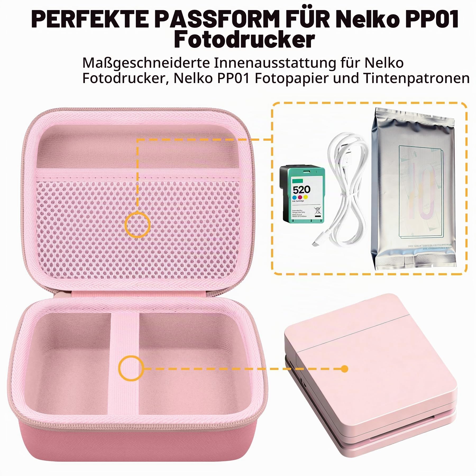 Khanka Custodia per mini stampante Nelko PP01 - Verde menta + Rosa