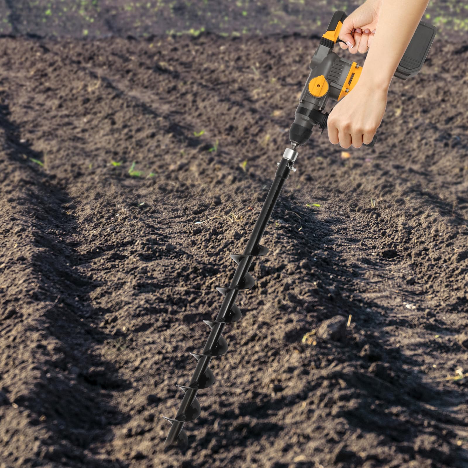 BANLICALI Hammer Drill, 128VF Cordless Rotary Hammer Drill with Drill Bit, Auxiliary Handle and Storage Box, Handheld Power Hammer DIY Tool for Households, DIY Studios Yellow 1400r/min