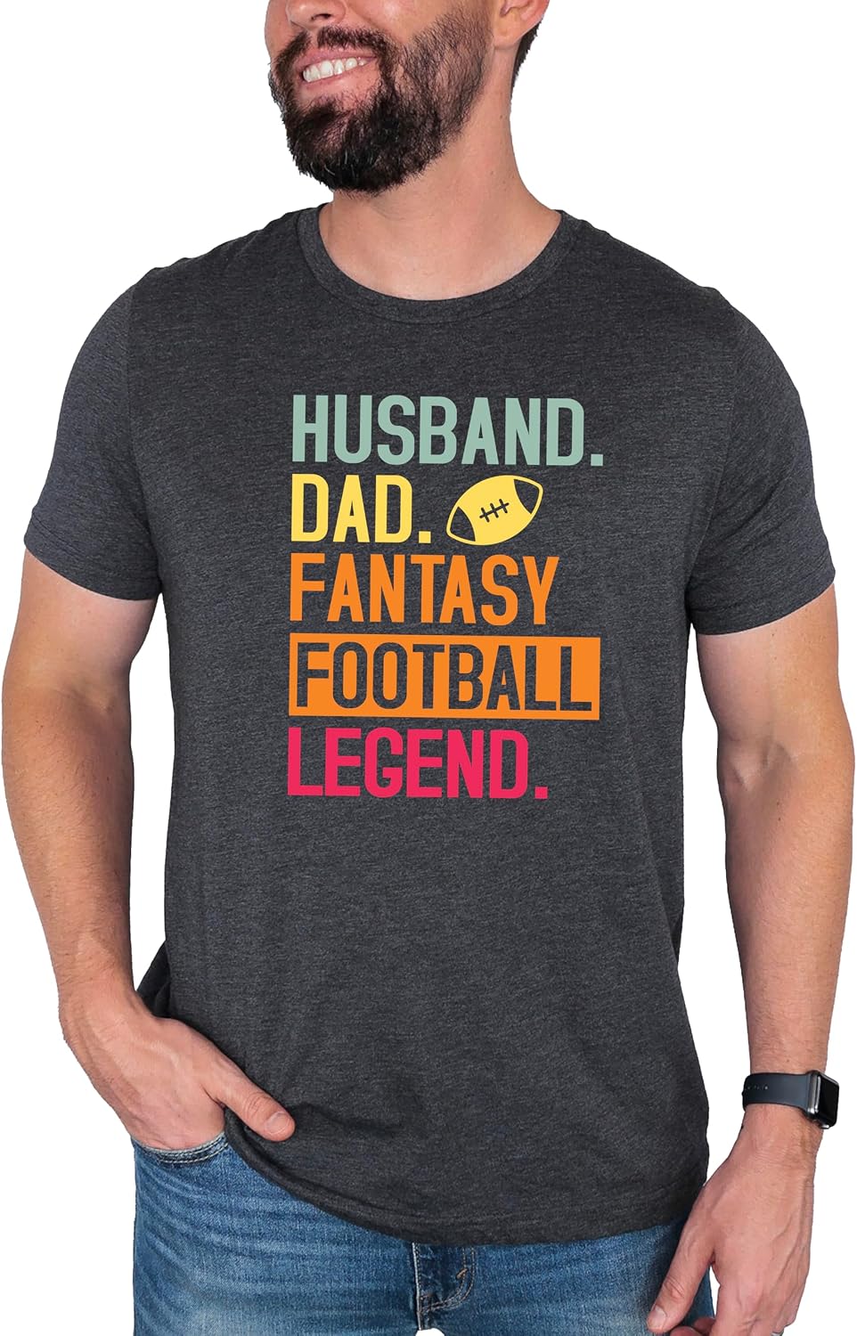 Husband Dad Fantasy Football Legend T-Shirt Funny Sports Dad Tee