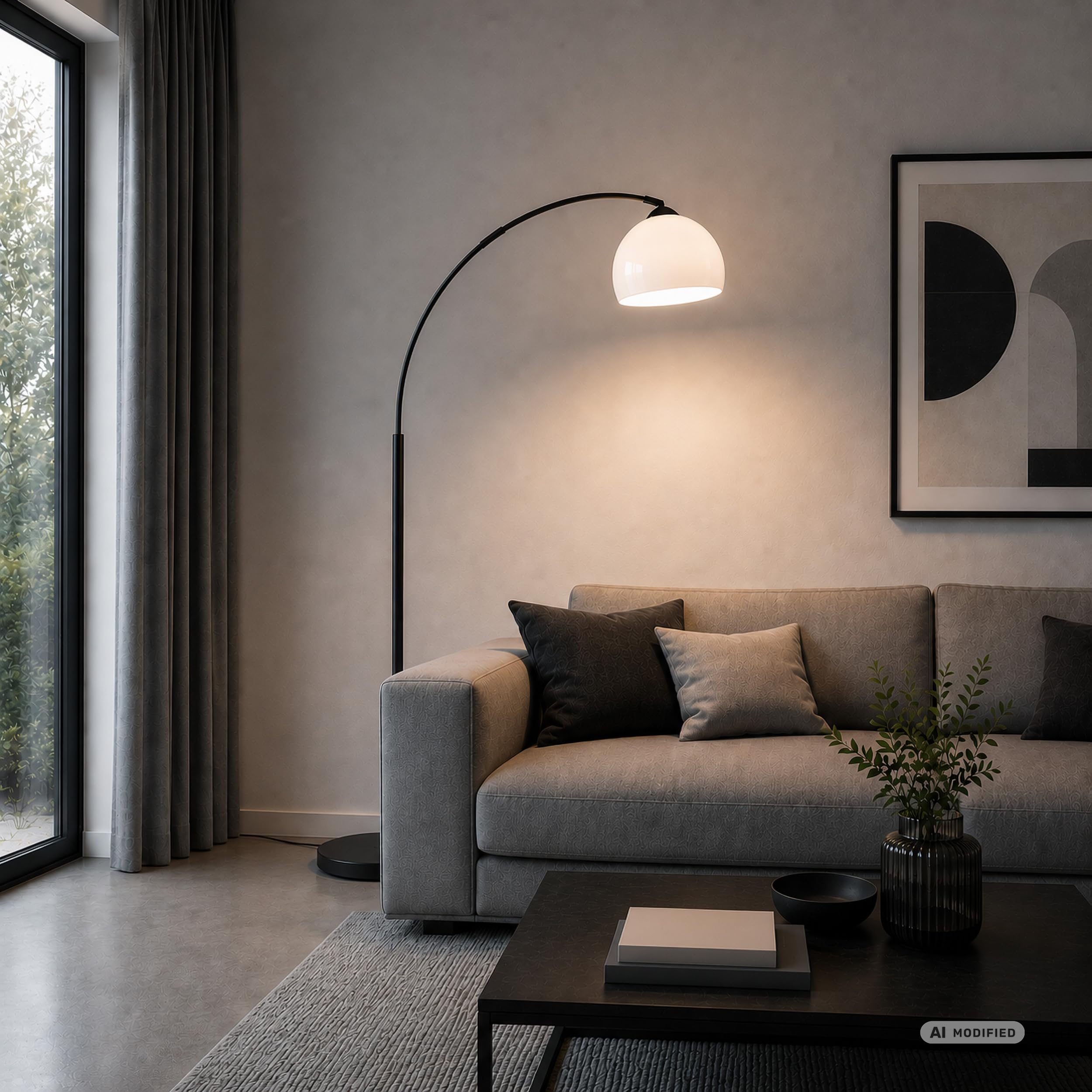 Lightbox Lampada ad arco 1,66 m di altezza, Ø 27 cm | lampada da terra decorativa con testa girevole e interruttore a pedale a pulsante | attacco E27 | lampada da lettura da salotto in