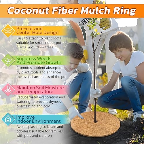 Miniatura 4 de Legigo 4 alfombrillas protectoras de fibra de coco, anillo de fibra de coco, 24 pulgadas, anillo de protección de fibra de coco natural, cubierta de