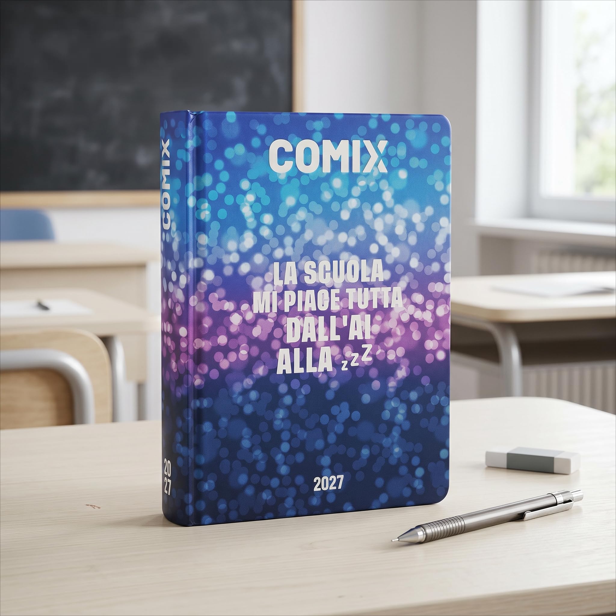 COMIX - Agenda 2027 Giornaliera 16 Mesi, Diario per Scuole Medie e Superiori, con Copertina Rigida, 576 Pagine con Grafiche e Fumetti, Ideale per Ragazzi e Ragazze, 13x17,8 cm