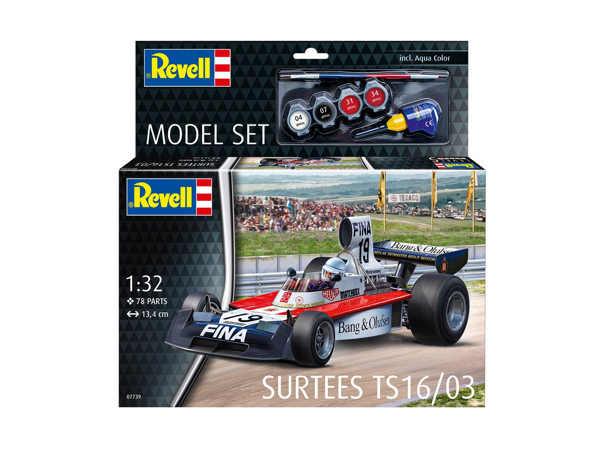 Revell 67739 zestaw modeli Surtees TS16/03 skala 1:32 niezabudowany/niepomalowany plastikowy model zestaw z akcesoriami