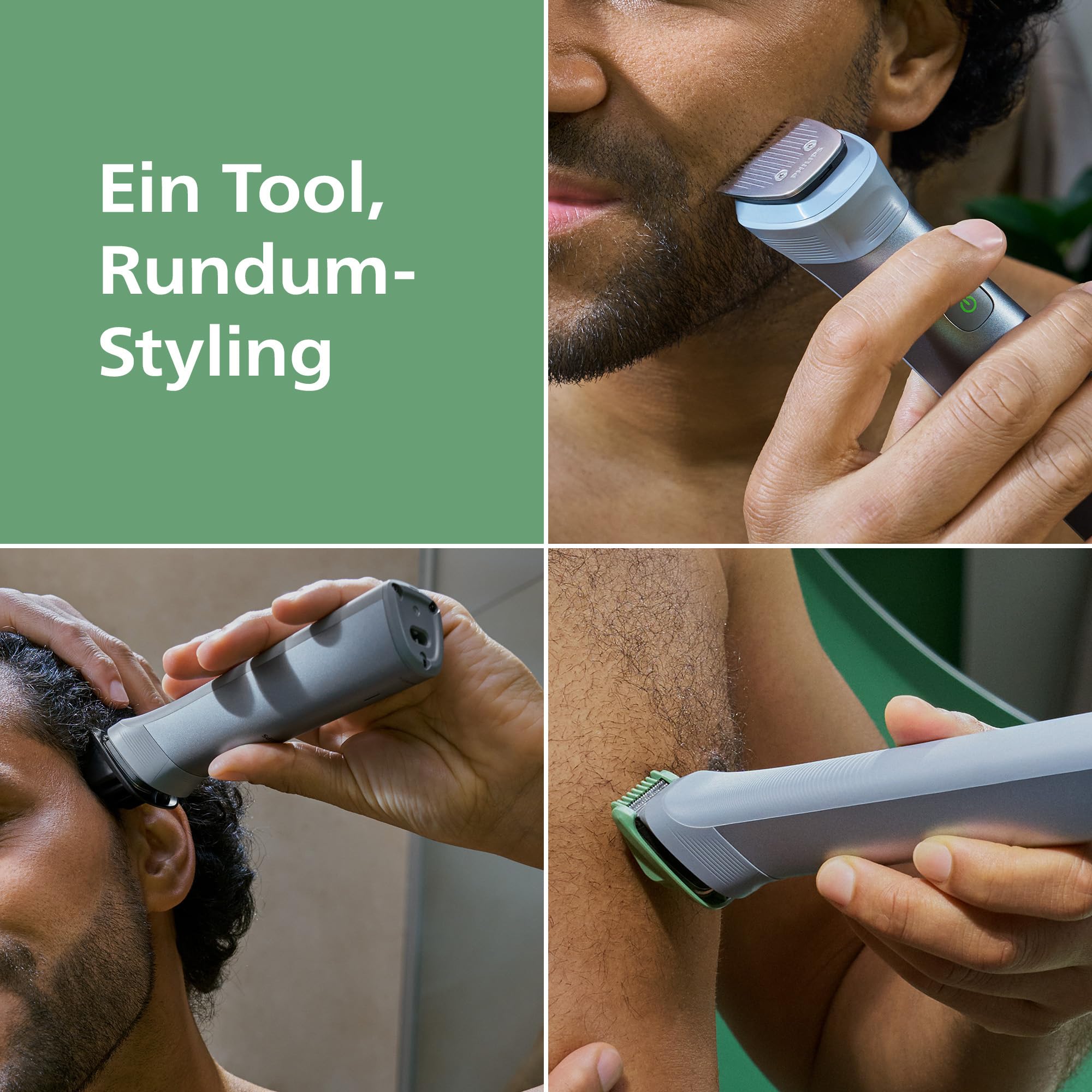 PHILIPS Multigroom Series 5000 All-in-One 11-teiliger Barttrimmer und Haarschneider für Gesicht, Kopf und Körper, selbstschärfende Metallklingen, 17 Längeneinstellungen (0,5-16 mm), Modell MG5951/15