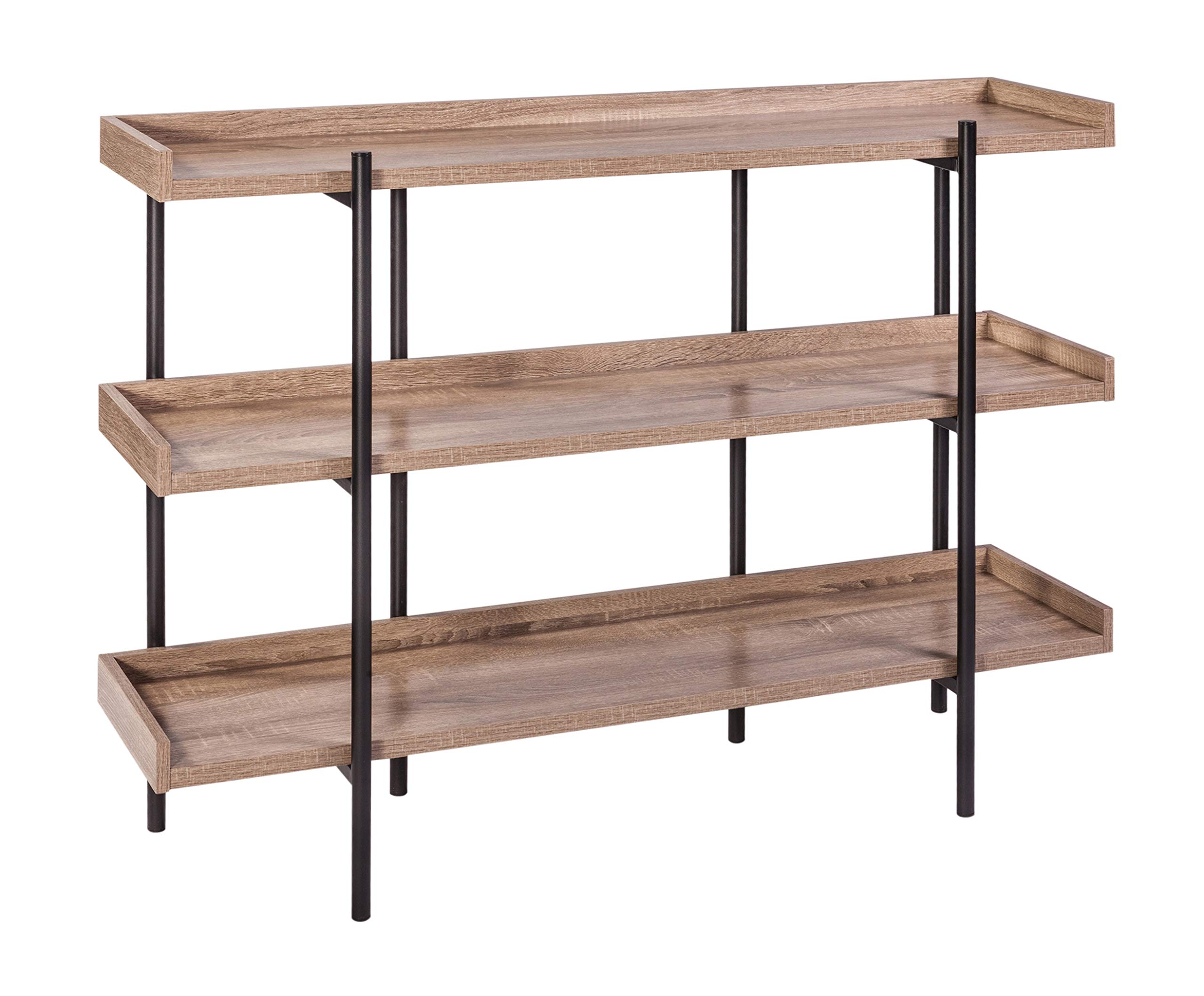 OneSpace Modern Wood and Steel 3 Display Shelf Walnut | amzdealz