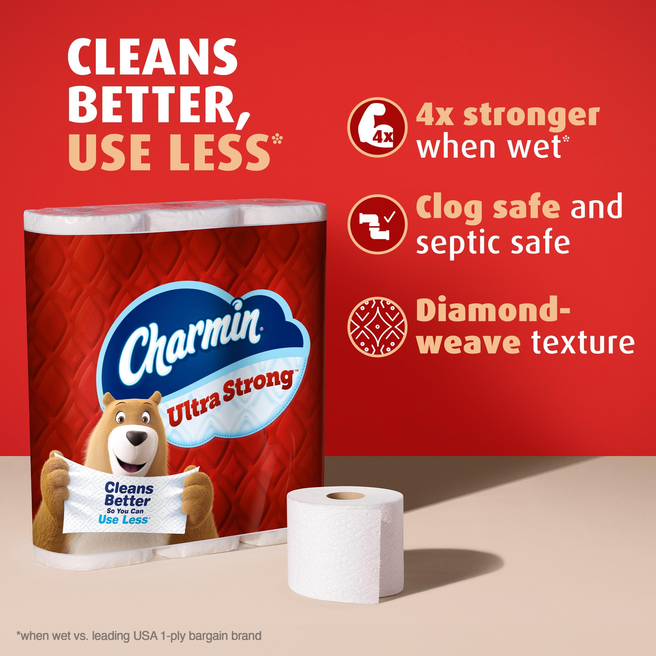 Charmin Papel higiénico ultra fuerte, 6 megarrollos, 220 hojas por rollo