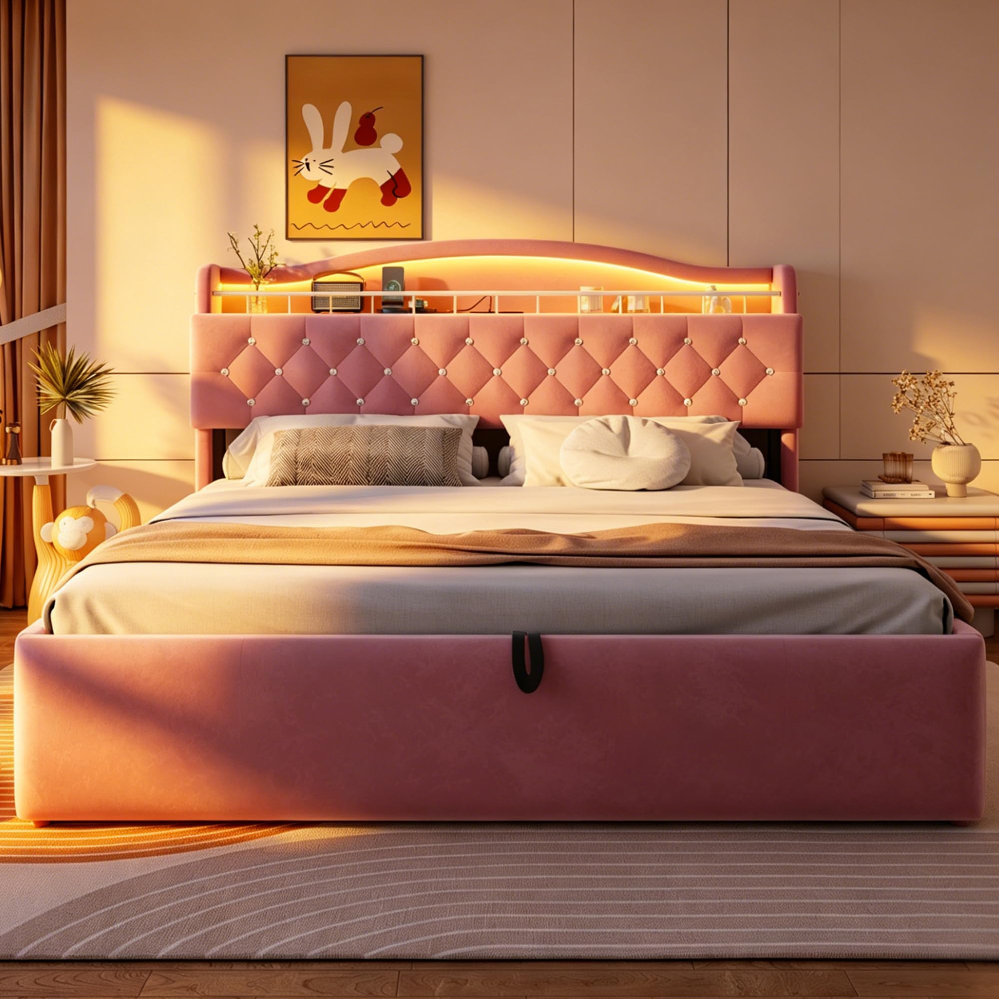 Letto imbottito idraulico, letto matrimoniale con contenitore, 180 x 200 cm