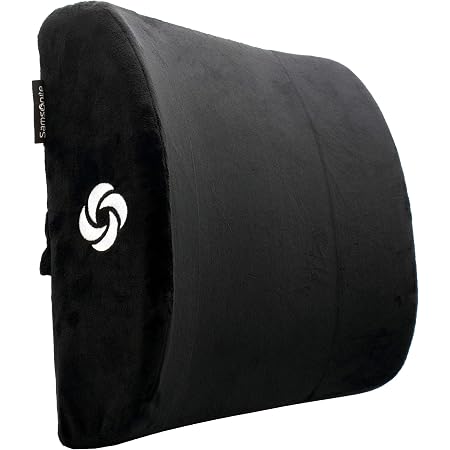 SAMSONITE Lumbar Support Pillow For Office Chair and Car Seat, Perfectly Balanced Memory Foam , Versatile Use Lower Back Cushion