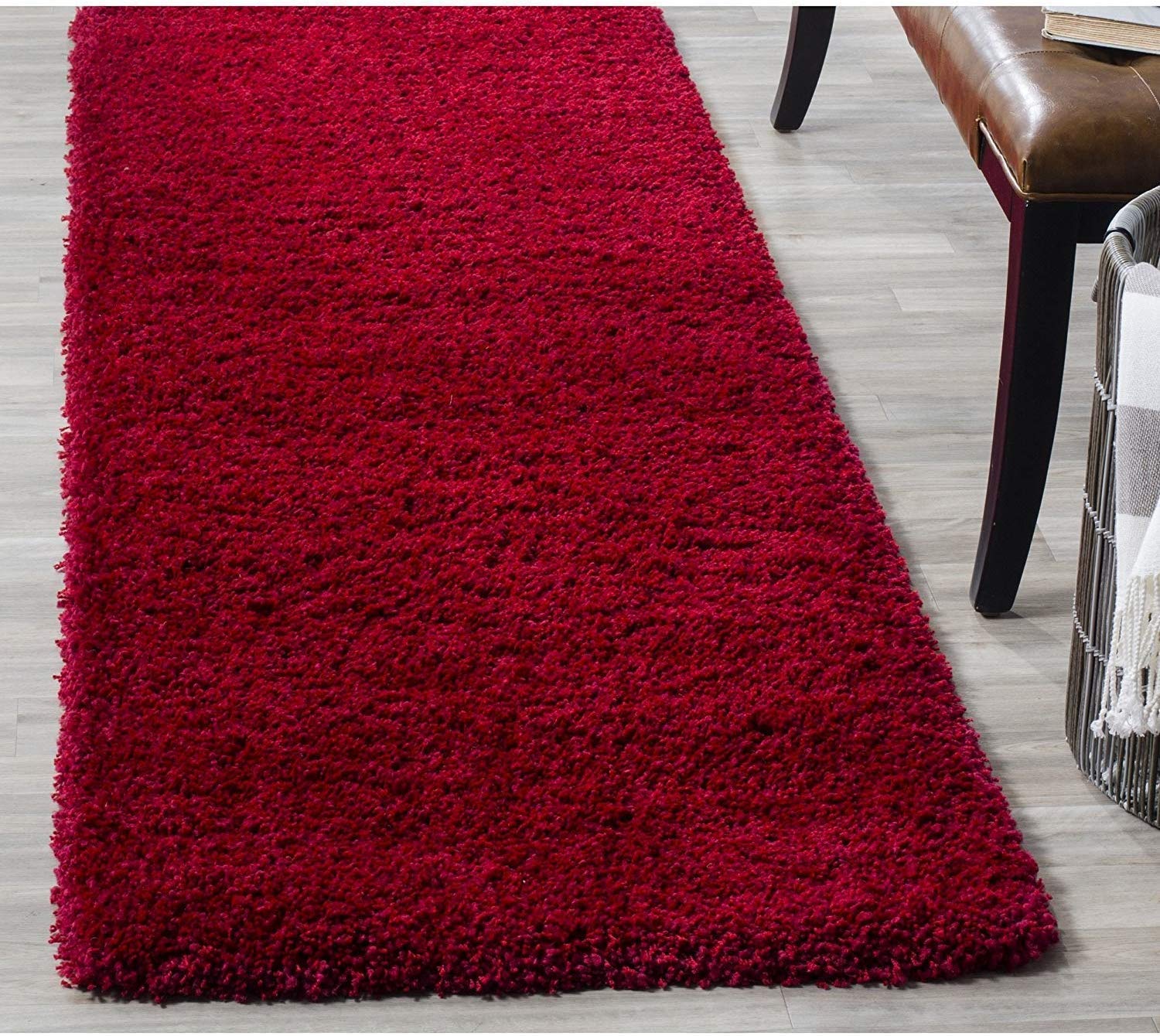 ZEFF Collection Modern Shaggy Carpets and Rugs for Hall Offices Kitchens Bedroom Living Room and Cabins (RED DG, 2X2 FEET)