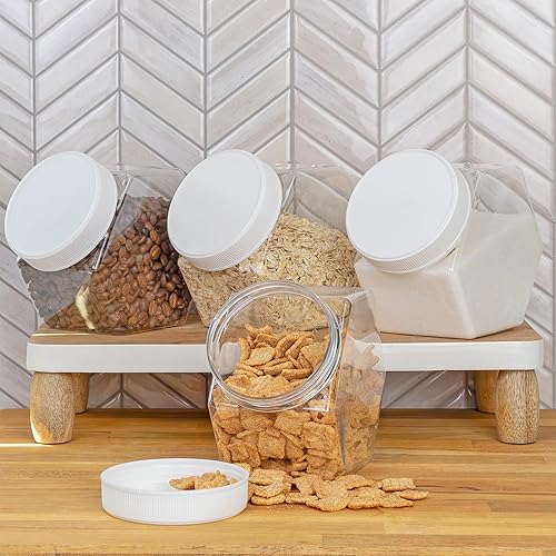 Miniatura 2 de Cornucopia Brands Tarros de plástico con forma hexagonal (paquete de 4, 30 onzas); paquete económico de recipientes para aperitivos, regalos y