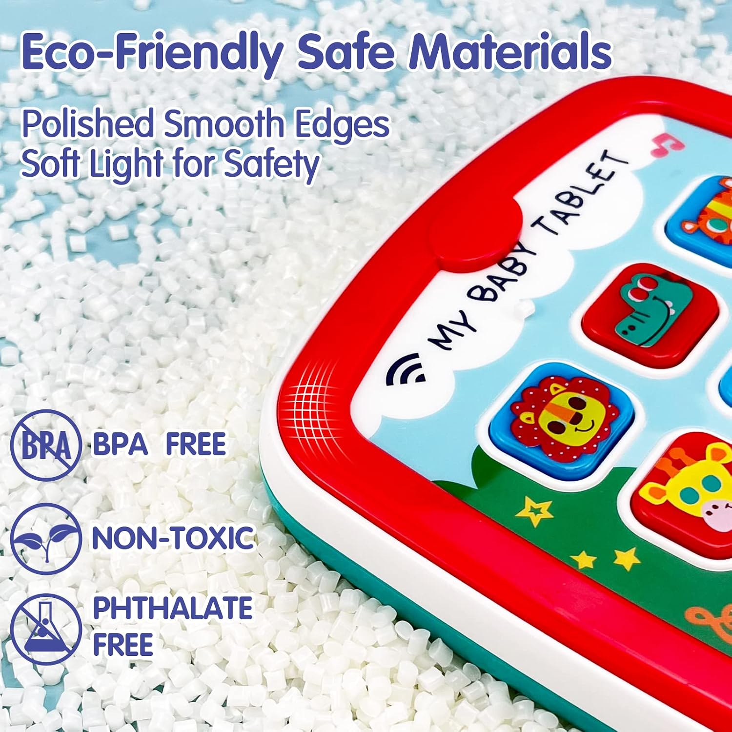 HOLA Toys Baby Tablet Learning Educational Interactive Activity Center Baby Toys for 1 Year Old Boys Girls with Music Light Up Baby Gift Toys for First Birthday ABC Numbers Color Games