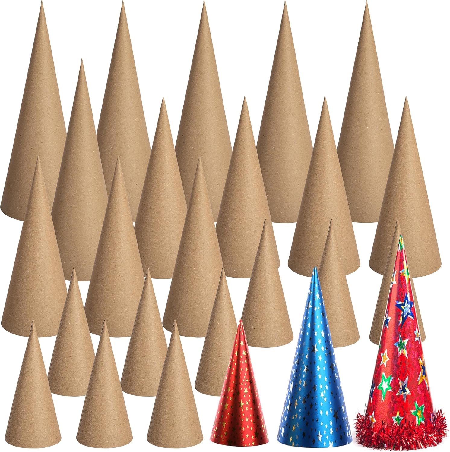 RunNico 22PCS Thick Christmas Paper Mache Cones, 3 Sizes Thick Cardboard Craft Cones, Open Bottom Cone for Christmas Tree Gnomes Decorations DIY Art Crafts