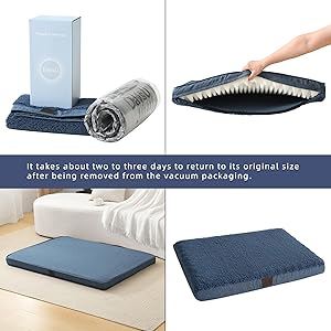 DaysU Dog Bed for Medium Dogs, Orthopedic Dog Beds with Removable Washable Cover, Medium Egg Crate Foam Pet Bed Mat, Light Navy, Suitable for Dogs Up to 35 Ibs, 35x22x3in