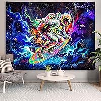 Vista 9 de kampdream Tapiz de astronauta de luz negra, tapiz de galaxia UV reactivo, planeta del universo que brilla en la oscuridad para hombres, niños