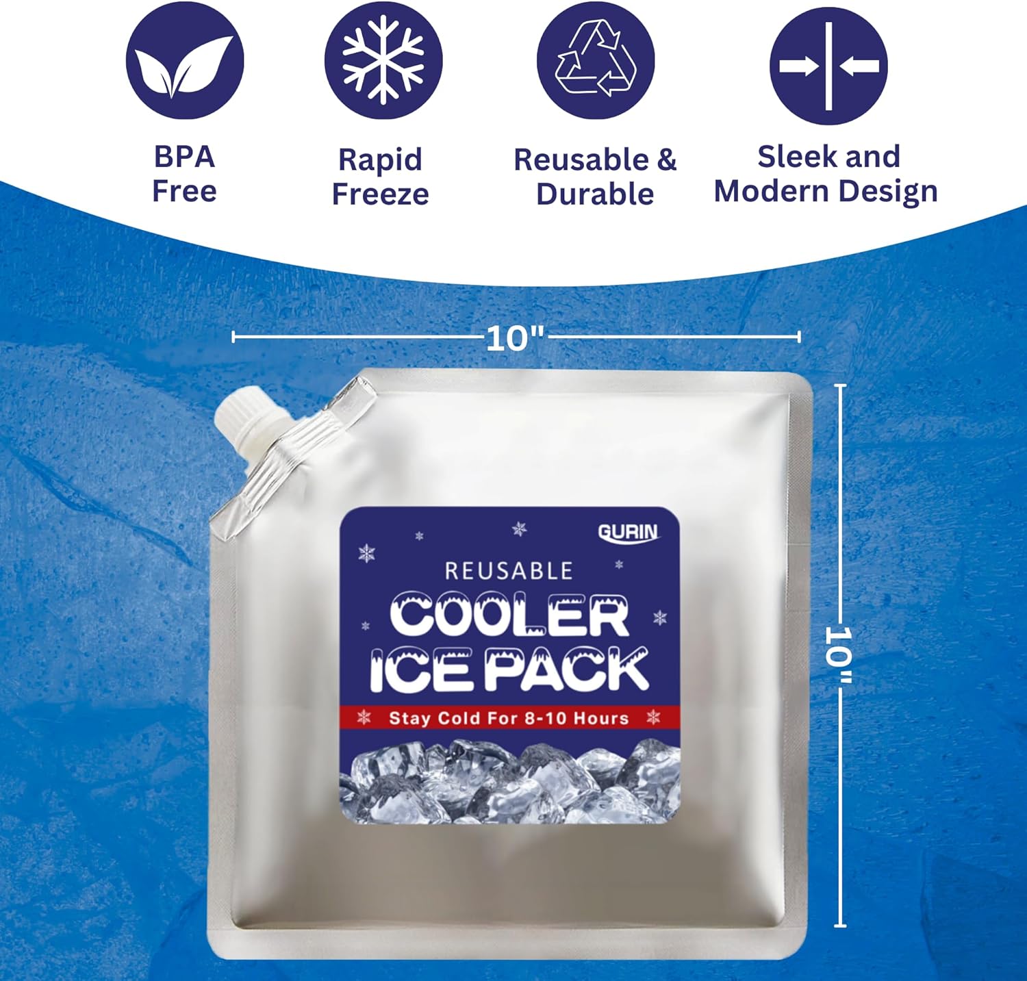 GURIN Reusable Ice Packs for Lunch Box/Coolers, Bag, or Backpack Coolers - Cold Up to 8-12 Hours Long Lasting for Camping Picnic, Outdoor Activities, Food Delivery - Image 3