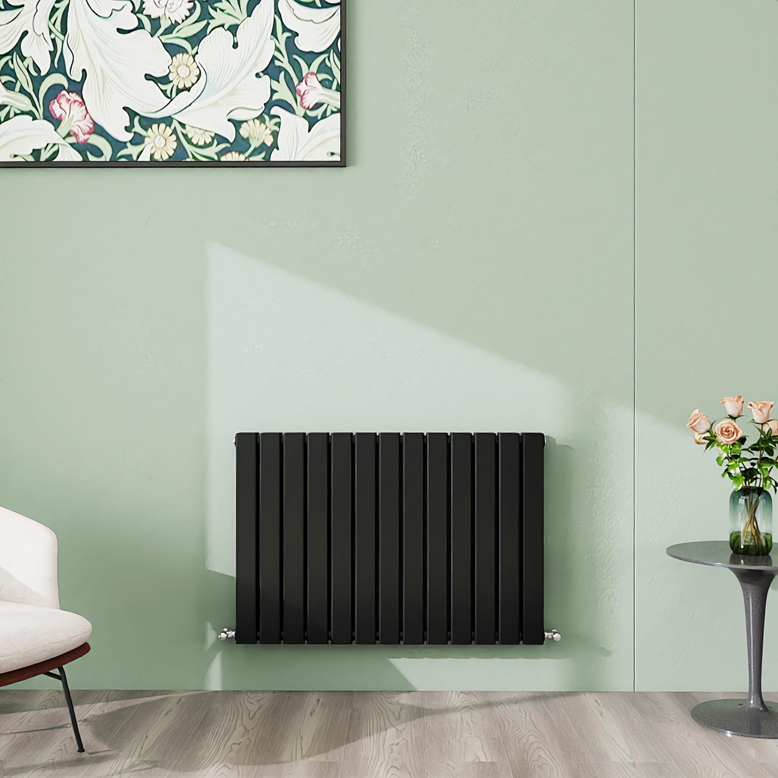 Simple Bathroom 600×884mm Black Horizontal Designer Radiator Double Panel Modern Central Heating Flat Panel Radiators